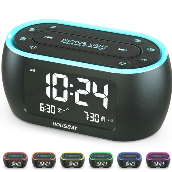 Other - New Glow Small Alarm Clock Radio for Bedrooms with 7 Color Night Light